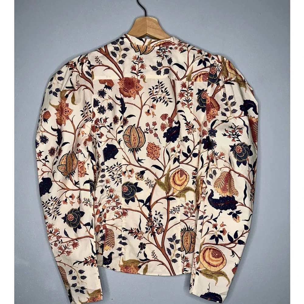 Ulla Johnson Harriet Long Sleeve Blouse in Daisy Women's Size 00 Cream Floral